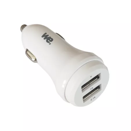 Chargeur allume-cigare 2 USB 2 ports USB 2.1A + 1A blanc