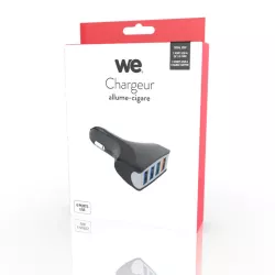 Chargeur allume-cigare 4 ports USB - Total 35W/7A - 1 port QC 3.0 18W (DC 5V/3A, 9V/2A, 12V/1.5A) + 3 ports 15.5W (DC 5V/3.1A…