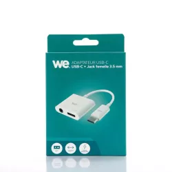 WE Adaptateur USB C vers USB C et Jack femelle 3,5mm, adaptateur 2 en 1 charge et audio spécialement conçu pour appareils en…