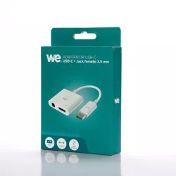WE Adaptateur USB C vers USB C et Jack femelle 3,5mm, adaptateur 2 en 1 charge et audio spécialement conçu pour appareils en…