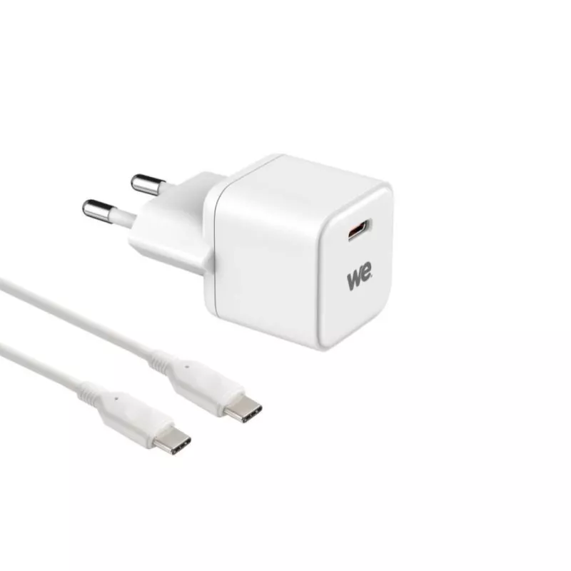 Bundle Chargeur GaN USB-C 20W + câble USB-C/USB-C - 1m - Blanc