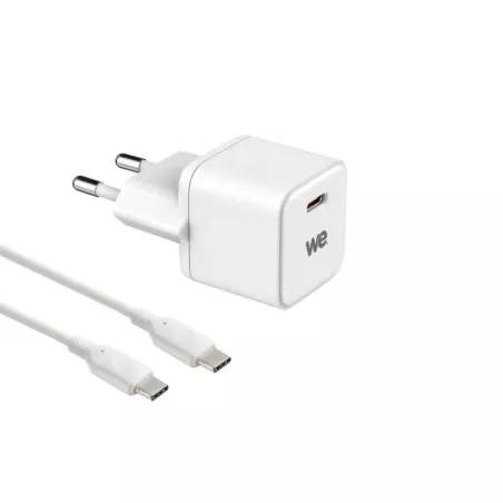 Bundle Chargeur GaN USB-C 20W + câble USB-C/USB-C - 1m - Blanc