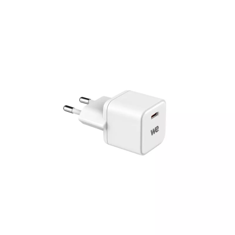 Chargeur secteur WE GaN 1 Port USB-C : 5V/3A, 9V/2.22A, 12V/1.67A, 20W, Compatible Power Delivery 3.0, format mini, coloris…