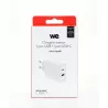 Chargeur secteur WE 1 Port USB + 1 Port USB-C, Total 65W, Power Delivery, coloris blanc.