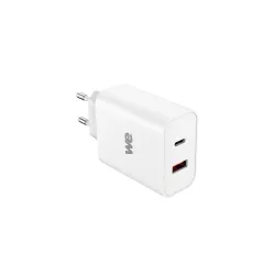Bundle chargeur PC WE USB-C/USB + câble USB-C/USB-C 2m - Chargeur 1 port USB-C 65W - 1 port USB Blanc