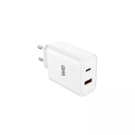 Bundle chargeur PC WE USB-C/USB + câble USB-C/USB-C 2m - Chargeur 1 port USB-C 65W - 1 port USB Blanc