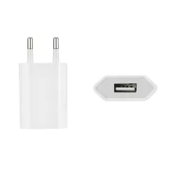 Chargeur secteur 1 USB 1A total 5W blanc design plat