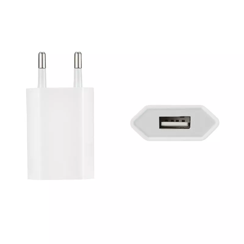 Chargeur secteur 1 USB 1A total 5W blanc design plat