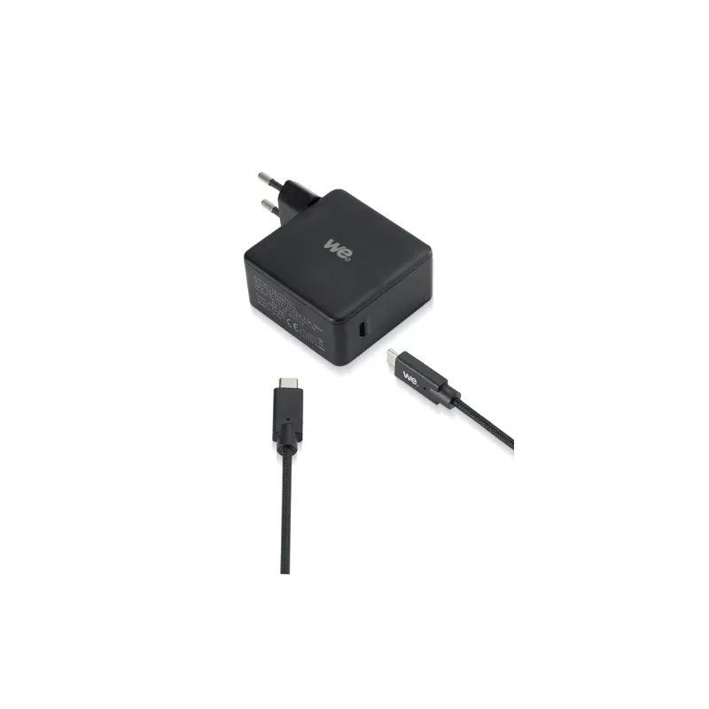 WE Bundle chargeur USB-C + câble USB-C/USB-C 2m - Chargeur 1 port USB-C 100W - PD 3.0/QC3.0 - noir
