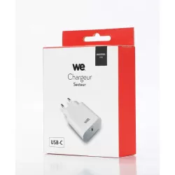 Chargeur secteur de la marque WE 1 Port USB-C 5V/3A, 9V/2A, 12V/1.5 Power Delivery, alimentation de 18W Mince, léger et…