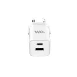Chargeur secteur WE GaN 1 Port USB et 1 Port USB-C - 20W - Compatible Power Delivery 3.0 - Format mini - Blanc