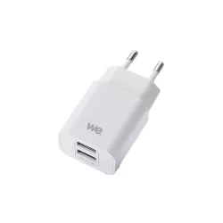 Chargeur secteur WE 2 Ports USB-A Chargeur Mural (5V/2.1A Max) 10W, coloris blanc