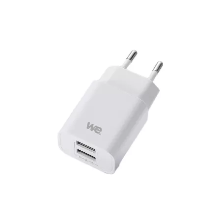 Chargeur secteur WE 2 Ports USB-A Chargeur Mural (5V/2.1A Max) 10W, coloris blanc
