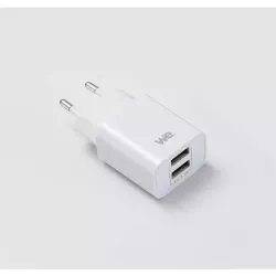 Chargeur secteur WE 2 Ports USB-A Chargeur Mural (5V/2.1A Max) 10W, coloris blanc