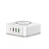 Chargeur secteur WE 3 Port USB A + 1 Port USB-C + 1 socle charge sans-fil, Total 32W, Power Delivery/QC 3.0, coloris blanc.