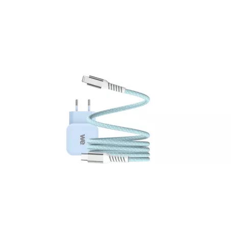 Bundle chargeur 1 port USB-C 20W + câble USB-C/Lightning bleu