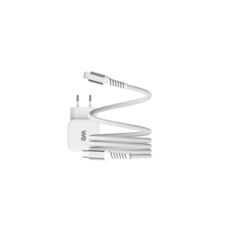 Bundle chargeur 1 port USB-C 20W + câble USB-C/Lightning blanc