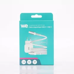 Bundle chargeur 1 port USB-C 20W + câble USB-C/USB-C blanc