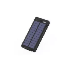 WE Batterie de secours 10000 mAh - Antichocs - 2 ports USB - 10W - Panneaux solaires/lampe torche intégrés - IPX4 - noire