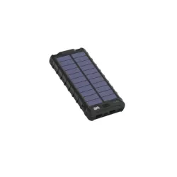 WE Batterie de secours 10000 mAh - Antichocs - 2 ports USB - 10W - Panneaux solaires/lampe torche intégrés - IPX4 - noire