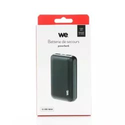 Batterie de secours WE, Power Bank 10 000 mAh, 2 ports USB A, 10W - coloris noir