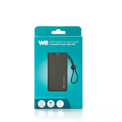 Batterie de secours WE, Power Bank, 10 000 mAh, couleur NOIR 1 port USB-A +1 port USB-C / 18W Charge rapide