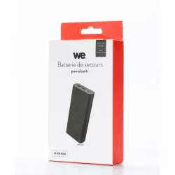 Batterie de secours 20000mAh 3 ports - 1 port USB-C + 2 ports USB A - 15W - câble USB/USB-C 20cm inclus - noir
