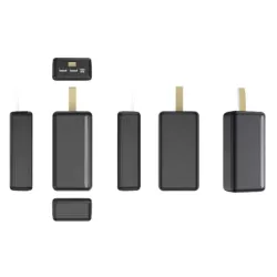 Batterie de secours 30000mAh 3 ports - 1 port USB-C + 2 ports USB A - fast charge 18W/20W - câble USB/USB-C 20cm inclus - noir