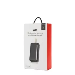 Batterie de secours 30000mAh 3 ports - 1 port USB-C + 2 ports USB A - fast charge 18W/20W - câble USB/USB-C 20cm inclus - noir