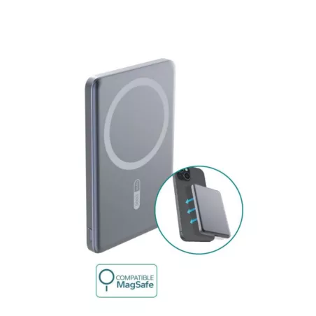 Batterie de secours 5000mAh - Compatible MagSafe - Format super slim - 1 port USB-C - 15W en induction - 20W en charge filaire