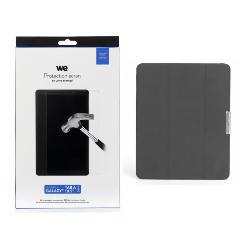 Bundle Etui tablette Samsung Tab A 10,5 2018 + Verre trempé - Galaxy A 10,5".