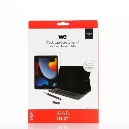 WE Bundle avec étui protection tab/film protection écran/stylet - Compatible iPad 7e, 8e, 9e génération 10.2 pouces - Etui en…