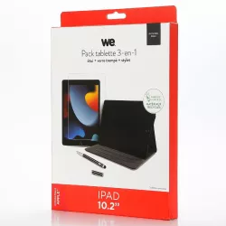 WE Bundle avec étui protection tab/film protection écran/stylet - Compatible iPad 7e, 8e, 9e génération 10.2 pouces - Etui en…