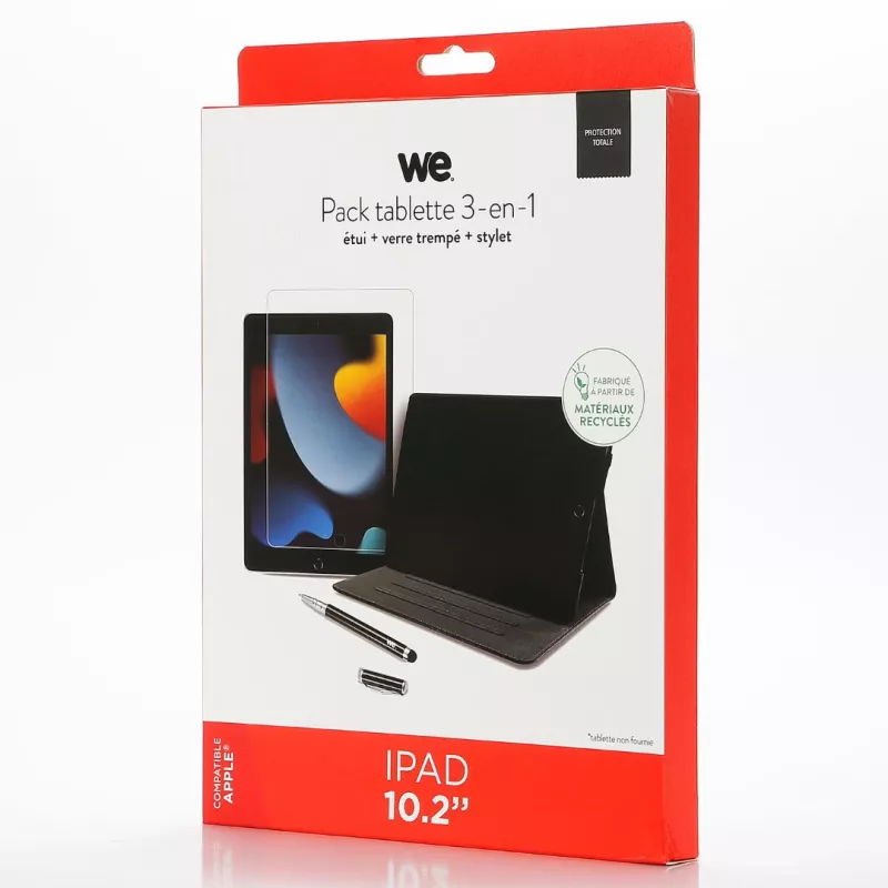 WE Bundle avec étui protection tab/film protection écran/stylet - Compatible iPad 7e, 8e, 9e génération 10.2 pouces - Etui en…