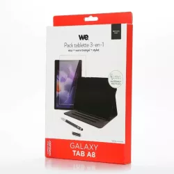 WE Bundle avec étui protection tab/film protection écran/stylet - Compatible Samsung Galaxy Tab A8 10.5 pouces - Etui en…