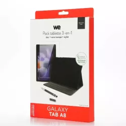 WE Bundle avec étui protection tab/film protection écran/stylet - Compatible Samsung Galaxy Tab A8 10.5 pouces - Etui en…