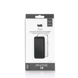 WE PACK verre trempé et coque de protection transparente IPHONE 14