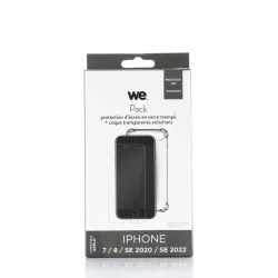 WE PACK verre trempé et coque de protection transparente IPHONE 7 / 8 / SE 2020 / SE 2022