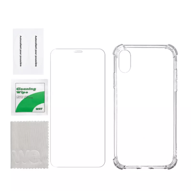 WE PACK verre trempé et coque de protection transparente IPHONE XR