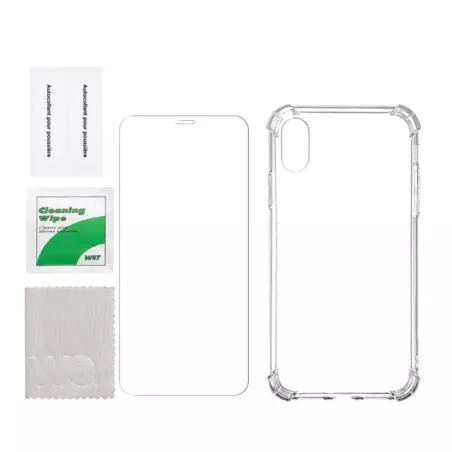 WE PACK verre trempé et coque de protection transparente IPHONE XR