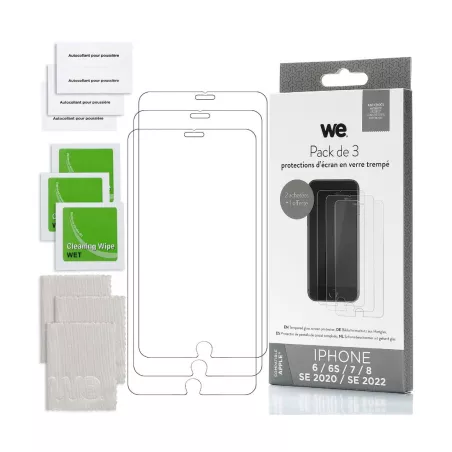 WE BUNDLE 3 verres trempés IPHONE 7 / 8 / SE 2020 / SE 2022
