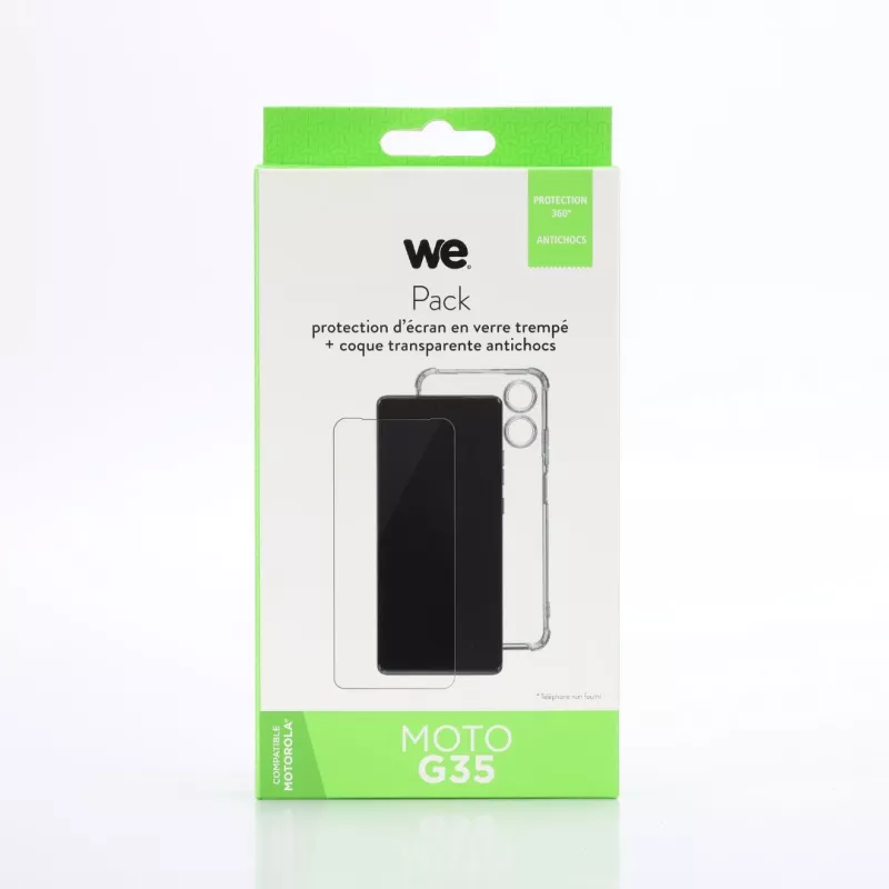 WE PACK verre trempé et coque de protection transparente MOTOROLA MOTO G35 5G