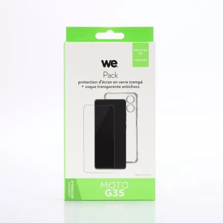 WE PACK verre trempé et coque de protection transparente MOTOROLA MOTO G35 5G