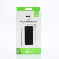 WE PACK verre trempé (couverture complète 3D incurvé) et coque de protection transparente MOTOROLA G85 5G