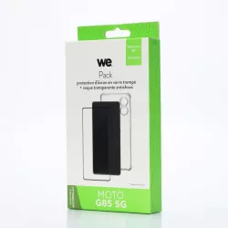 WE PACK verre trempé (couverture complète 3D incurvé) et coque de protection transparente MOTOROLA G85 5G