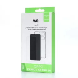 WE PACK verre trempé et coque de protection transparente OPPO A5 PRO / A5 PRO 5G