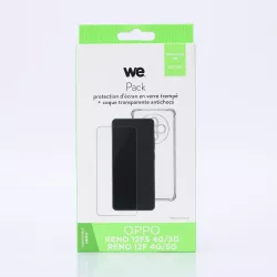 WE PACK verre trempé et coque de protection transparente OPPO RENO 12FS 5G // 12F 4G/5G