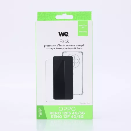 WE PACK verre trempé et coque de protection transparente OPPO RENO 12FS 5G // 12F 4G/5G