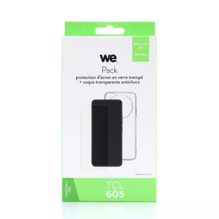 WE PACK verre trempé et coque de protection transparente TCL 605 / 60 SE