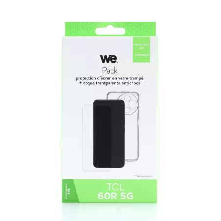 WE PACK verre trempé et coque de protection transparente TCL 60R 5G
